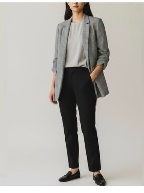 Rachel Zoe Black and Gray Plaid Long Open Blazer